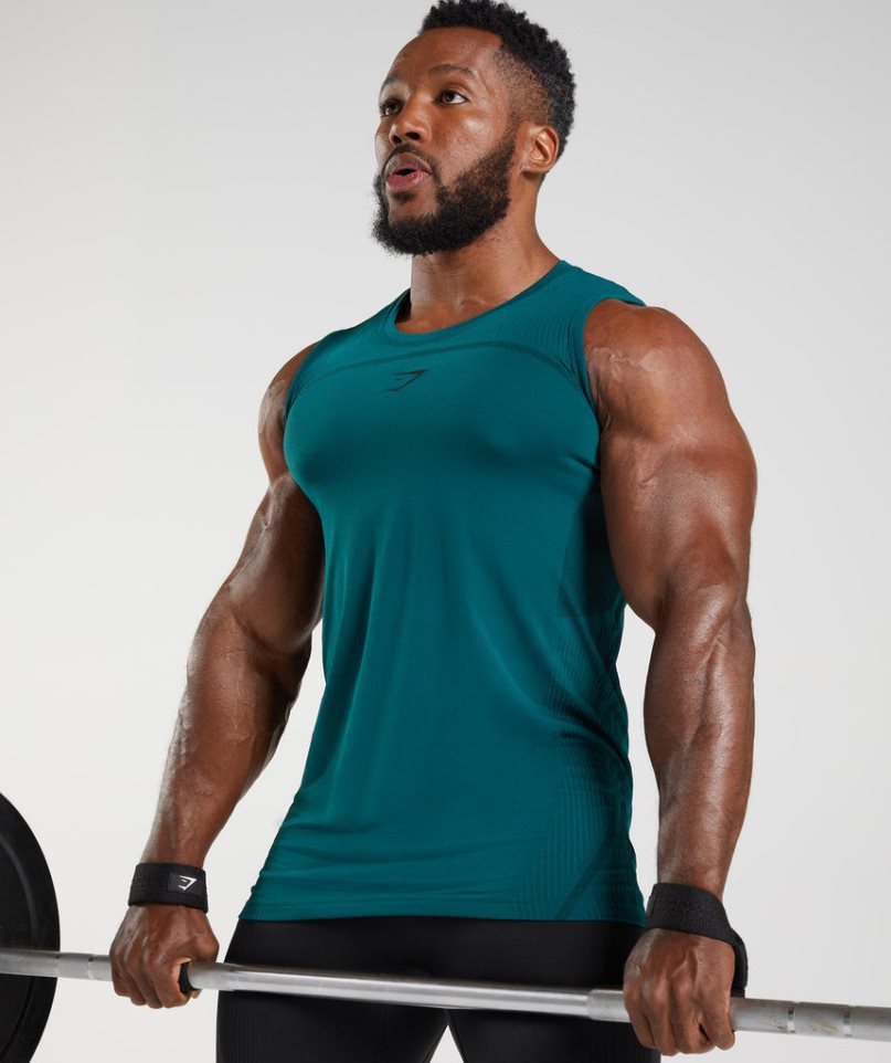 Men's Gymshark 315 Seamless Tanks Turquoise | CA 16D37N